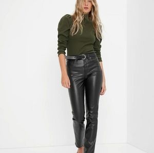 High Rise Faux-Leather Vintage Slim Pants 28